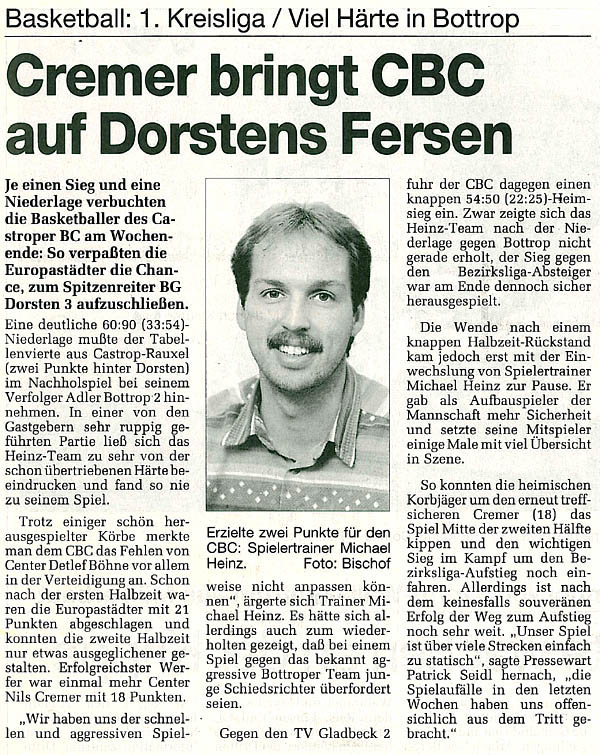Cremer bringt CBC auf Dorstens Fersen